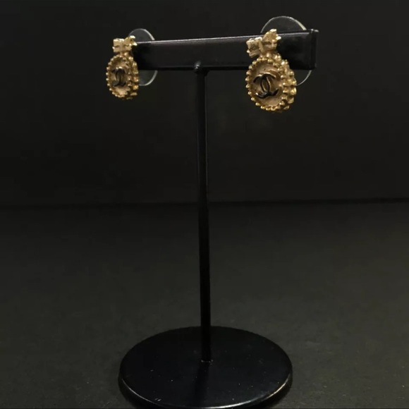 AUTH Chanel CC Vintage Bow Stud Earrings - Picture 3 of 5